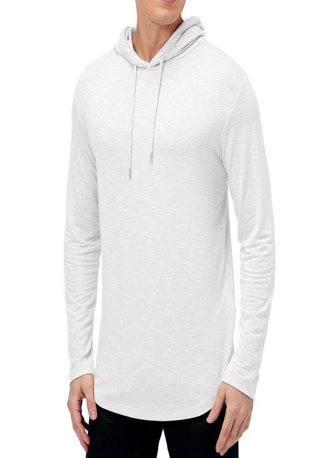 MANSDOUR Men's Athletic Hooded Shirts Long Sleeve Workout Sport Hoodie Casual Running Pullover Top Lightweight Golf Shirts Fashion Active Gym Sweatshirt White - Image 4